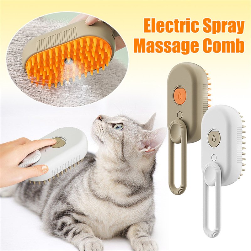 3-in-1 Electric Steam Pet Brush – Anti-Static Cat & Dog Grooming Comb
