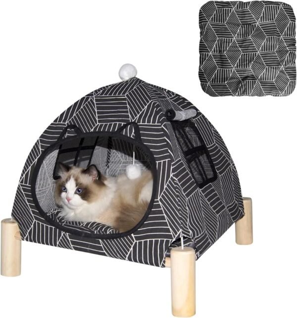 Portable Cat Tent Bed — Foldable Indoor Tent with Washable Cushion — image 3 Portable Cat Tent Bed — Foldable Indoor Tent with Washable Cushion