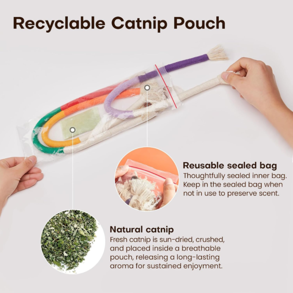 Cat Chew Ropes with Refillable Catnip — 3 Pack Dental Toy