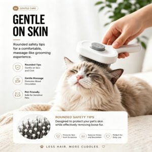 Self-Cleaning Slicker Brush for Dogs & Cats — One-Click Hair Release — image 1 Self-Cleaning Slicker Brush for Dogs & Cats — One-Click Hair Release