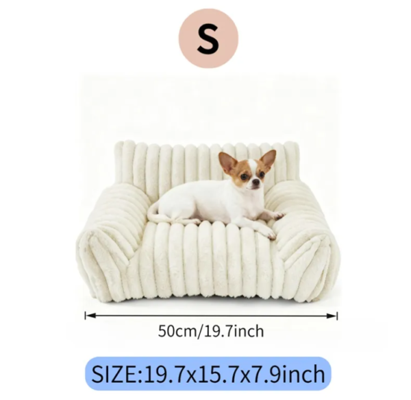Fluffy Cat Couch Bed — Soft Corduroy Fleece Pet Sofa — image 3 Fluffy Cat Couch Bed — Soft Corduroy Fleece Pet Sofa