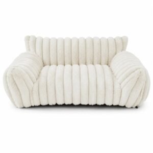 Fluffy Cat Couch Bed — Soft Corduroy Fleece Pet Sofa