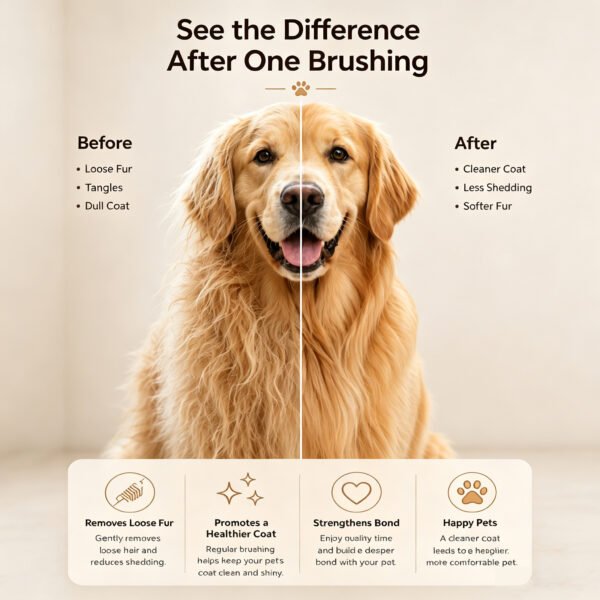 Self-Cleaning Slicker Brush for Dogs & Cats — One-Click Hair Release