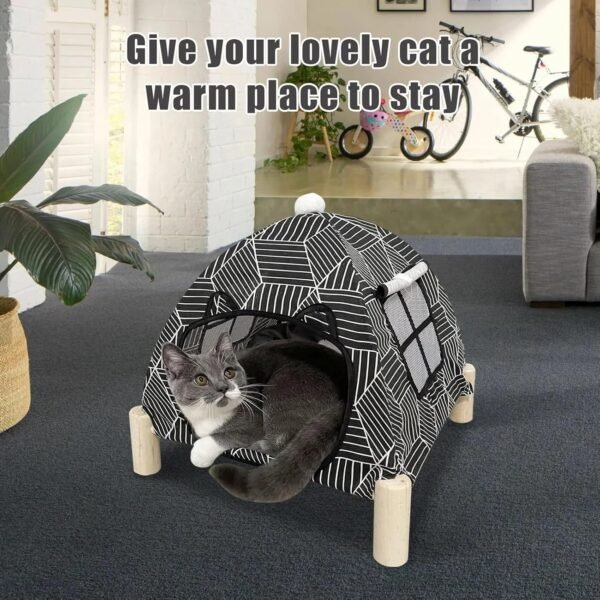 Portable Cat Tent Bed — Foldable Indoor Tent with Washable Cushion — image 4 Portable Cat Tent Bed — Foldable Indoor Tent with Washable Cushion